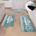 Kitchen Mats for Floor with Grid Design, Farmhouse 3 Piece Washable Absorbent Runner Rugs Non Slip Cushioned Kitchen Mat Comfort Rug Set for Kitchen, Floor, Office (17*30+17*47+17'*59", Turquoise)