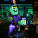 TCFUNDY Inflatable Halloween Decorations 6FT Scary Witch and Son Around Cauldron, Halloween Blow Up Yard Large Inflatables Outdoor with Build-in LEDs for Halloween Party Indoor, Outdoor Decoration