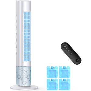 Evaporative Air Cooler, 35" Windowless Air Conditioner Portable w/3 Speeds, 25ft Remote, Smart Timer & Water Tank, Portable Air Conditioners No Windows Needed, 90Oscillating AC Unit for Room