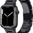 V-MORO Resin Strap Compatible with Apple Watch Band 41mm/40mm/42mm/38mm Series 11/10/9/8/7/6/5 Women Men Fashion Lightweight Wristband with Metal Buckle,iWatch Series 4/3/2/1/SE 2/SE (Black)