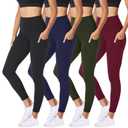 NexiEpoch 4 Pack Leggings for Women - High Waisted Tummy Control Soft Black Capri Yoga Pants with Pockets for Workout L-XL 