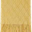 BOURINA Mustard Throw Blanket 50x60 Inches Throw Textured Solid Soft Sofa Couch Decorative Knit Blanket