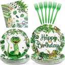 96 Pcs Snake Birthday Party Supplies Reptile Jungle Swamp Snake Plates and Napkins Tableware Sets Reptile Party Decorations Favors for Kids Camping Alligator Wilderness Wildlife Theme Decor,Serves 24