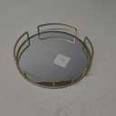 Home Details Rounded Mirrored Vanity Tray | Dimensions : 12.99" L x 12.99" W x 2.05" H | Glass Base | Great for Cosmetics | Jewelry | Toiletries | Organization | Stain Gold (Satin Gold)