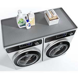 Washer Dryer Countertop, 51.2" x 25.6" Large Washer and Dryer Covers for The Top, Non-Slip Waterproof Silicone Dryer Top Protector Mat, Washer Dryer Topper for Laundry Room Kitchen HomeGray
