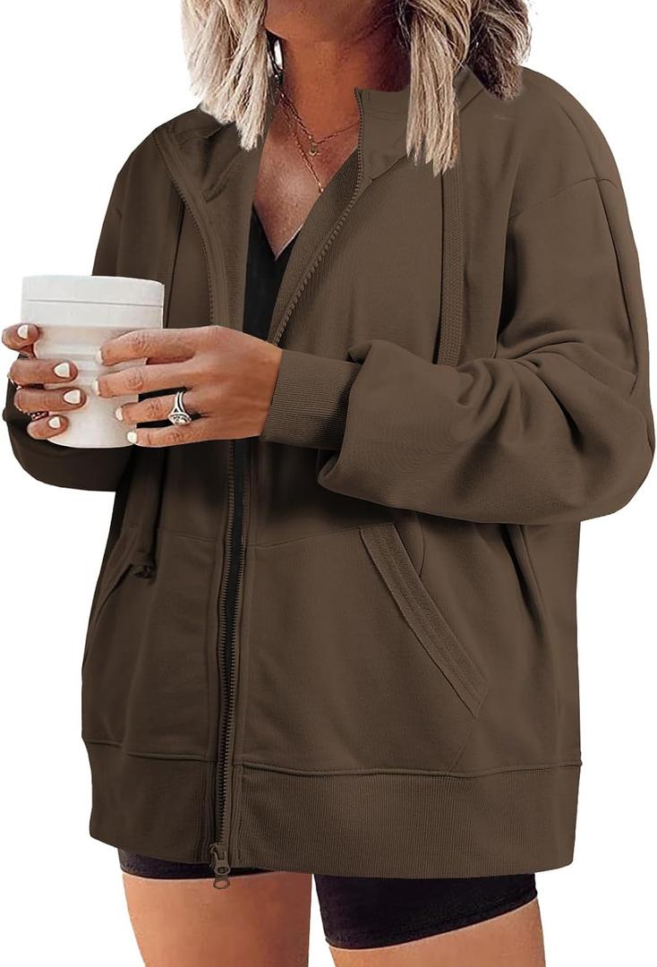 Eytino Women Plus Size Sweatshirts Long Sleeve Zip Up Oversized Casual Hoodies Jackets 2026 Fashion Fall Outfits(4X)