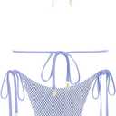 seamoly Women's Bikini Sets Halter Fishnet Shell Decorated Two Piece Swimsuit Sexy Side Tie Thong Bandeau Bathing Suits (XS)