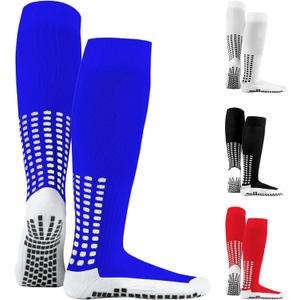 LUX Anti Slip Soccer Knee Socks,Non Slip Football/Basketball/Hockey Sports Grip Socks (Blue)