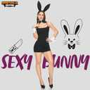 Spooktacular Creations Halloween Bunny Costume Accessories Set with Rabbite Ears Headband Bow Tie Tail Arm Cuffs Costume Set (Black)