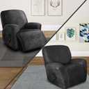 Leather Look Oversize Recliner Chair Covers, Thick 4 Pieces Lazy Boy Recliner Covers for Recliner Chair, Leather Cover for Recliner Slipcovers for Pets Kids(X-Large, Dark Grey) (1 XL Seater, 02 Dark Gray)