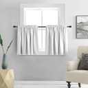 DONREN 30 Inches Long Curtain Tiers for Kitchen - Room Darkening Short Length Curtains for Bathroom(Wide, Off white, 2 Panels)
