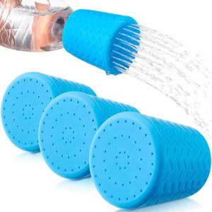 3 Pieces Portable Outdoor Shower for Dogs, Bottle Attachment Outdoor Water Sprayer Accessory, Works with Most Plastic Water or Soda Bottles from 16 oz to 2 Liters (Sky Blue)
