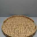 Gurfuy Extra Large Round Ottoman Table Tray with Handles - Handmade 24" Water Hyacinth Wicker Serving Tray for Farmhouse Decorative Oversized Coffee Table Trays Living Room Kitchen Counter Breakfast