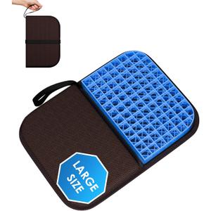 Gel Seat Cushion, Portable Travel Cushion for Long Sitting, Thick & Foldable, 16.5" x 12" Large Size Chair Seat Cushions for Office Chair Car Wheelchair, Relief Sciatica Coccyx Pain