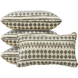 4 Pack Outdoor Water Repellent Throw Pillows 20x12 Inch with Insert, Decorative Square Patio Pillows for Home Garden Couch Balcony, Grid Weave
