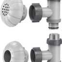 SUMMERBUDDY Above Ground Pool Parts, Replacement Pool Pump Part for Intex/Bestway/Coleman with Plunger Valve, 1.5" Outlet Strainer & Inlet Nozzle, Pool Hose Adapter for Intex Sand Pump (Grey)