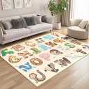 Kids Rugs for Playroom - 2.5x4 Feet ABC Rug for Toddler Children Educational Learning Animal, Alphabet Rug Kids Play Mat Nursery Bedroom Kindergarten Decor, Beige