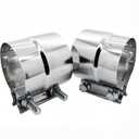 3 inch Exhaust Clamp Stainless Steel Muffler Band Clamps for 3" Inner Diameter to 3" Outer Diameter Turbo Downpipe Exhaust System Repair - 2 Pieces