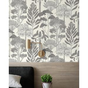 Forest Vintage Peel and Stick Wallpaper for Bathroom Waterproof Boho Contact Paper for Cabinets/Drawers Tree Self Adhesive Removable Wallpaper for Bedroom Retro Farmhouse Vinyl 17.3inW 197inL (Beige/Cream/Black)