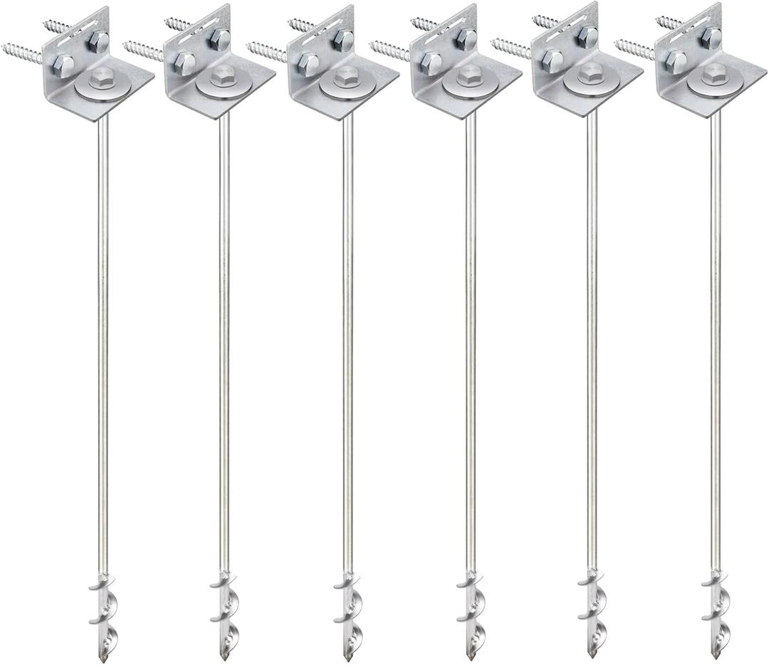 Ground Anchors Screw In - 24" Set of 4,6,8 with Brackets and Drill Bit - Earth Anchors - Mobile Home Anchors - Storage Shed Anchor Kit - Swing Set Anchors for Metal Swing Set - Playset Anchors - Ties