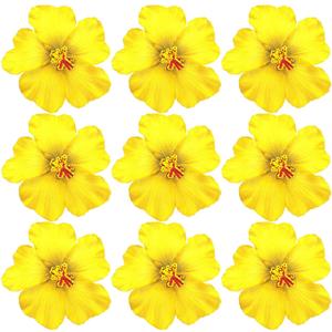 Arvintas 20 PCS Yellow Hawaiian Faux Flowers Hibiscus Flowers Hawaii Party Summer Party DIY Foam Hibiscus Flower for Tabletop Decoration Party Favors Supplies (No Clip)