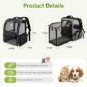 Lekebobor Large Cat Backpack Carrier Expandable Pet Carrier Backpack for Small Dogs Medium Cats Fit Up to 18 Lbs, Dog Backpack Carrier, Foldable Puppy Backpack Carrier for Travel,Black