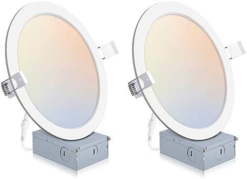 2 Pack Recessed Lighting 8 Inch with Junction Box, 5CCT 8 Inch LED Recessed Lights Dimmable 2700K/3000K/4000K/5000K/6000K, 18W 1400lm Ultra Thin Recessed Lighting - ETL and Energy Star Certified
