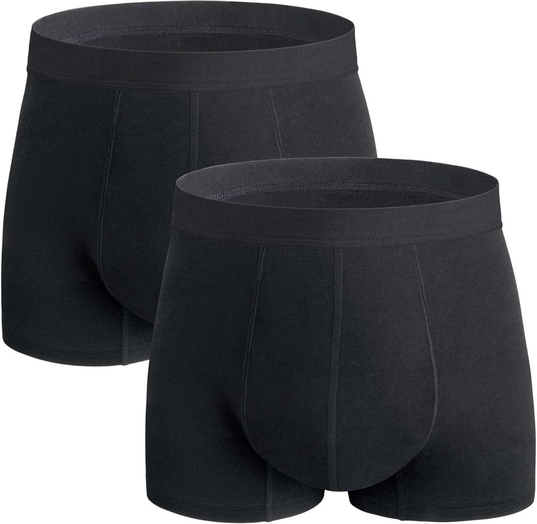 Washable Incontinence Underwear for Men, 2.3 oz Absorbent Leak Proof Odor Control Briefs with Covered Waistband (Black, L)