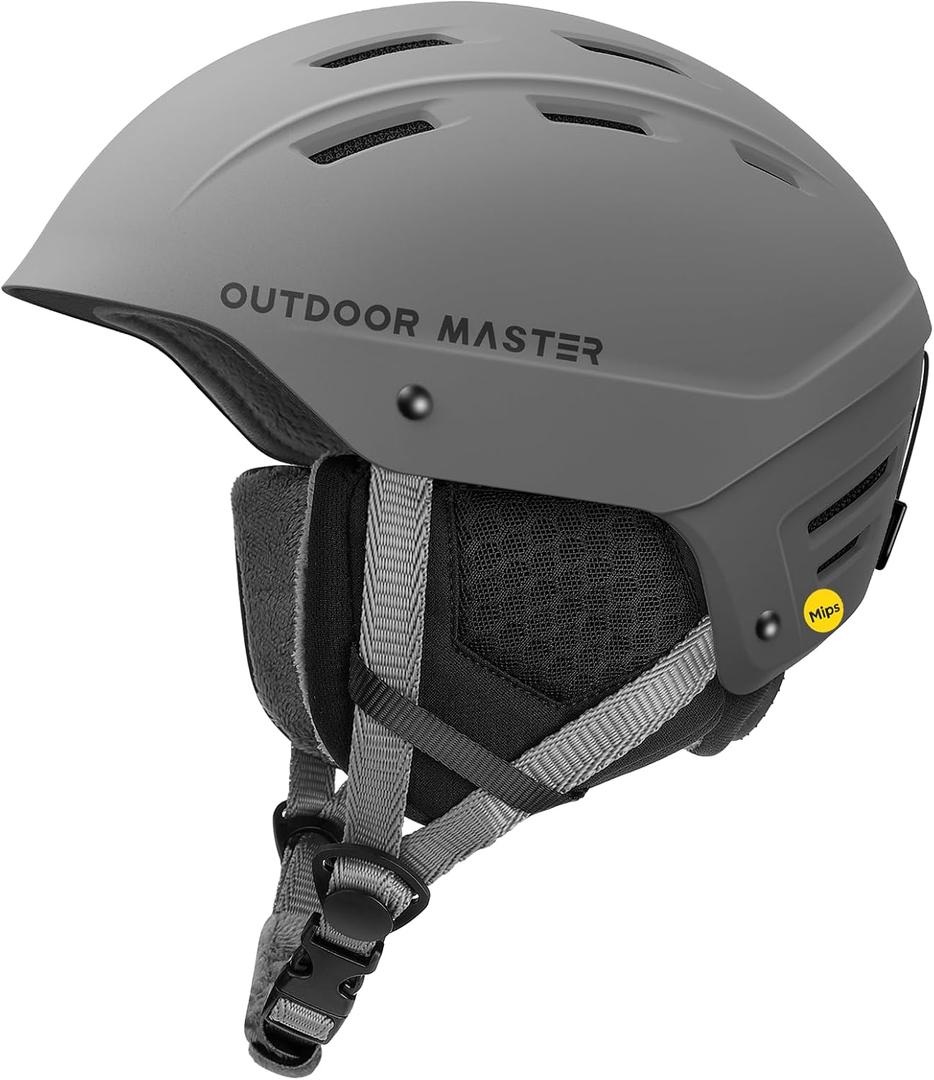 OutdoorMaster MIPS Ski Helmet - Kelvin II MIPS Snow Sport Helmet Snowboard Helmet for Men Women & Youth (Medium, Matte Gray)