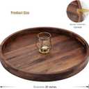 20 Inches Extra Large Round Black Walnut Wood Ottoman Tray with Handles, Serve Tea, Coffee or Breakfast in Bed, Classic Circular Wooden Decorative Serving Tray