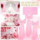 Havawish 3 Set Wedding Extra Large Pink Bow Decor 5 ft Giant Satin Pink Coquette Bow with Long Tulle Tails Girls Room Decor for Birthday Wedding Anniversary Engagement Bridal Party, Include Base