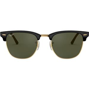 Ray-Ban RB3016 Clubmaster Square Sunglasses (Black on Gold/G-15 Green)