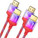 JSAUX 10K 8K HDMI to HDMI Cable 2.1 2 Pack 3ft/1m, 48Gbps Ultra High Speed Super Slim HDMI Cable Braided Cord, 8K@60Hz 4K@120Hz HDCP 2.2&2.3, eARC, ARC, CEC Compatible with TV/Laptop/PS5/Xbox & More (Multicolored)