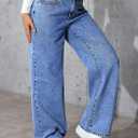 Women's High Waisted Straight Leg Jeans – Relaxed Fit Long Denim Pants for Casual Everyday Wear (Medium Blue,Large)