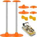 2 PK Boat Cover Support Pole with Anti-UV PE Rope & 9" ABS Base, Highly Stable Windproof Support Pole System - Adjustbale 1-1/8" in Diameter for V-Hull/Pontoon/Jon Boat Cover