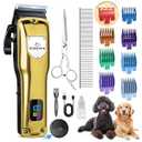 FuzzyFix Dog Clippers for Grooming for Thick Heavy Coats, Professional Pet Grooming Clippers Supplies Kit Low Noise Rechargeable Stainless Steel Hair Trimmers with Ceramic Blade for Dogs Cats Animals