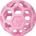 JW Pet HOL-ee Roller, Dog Toy Puzzle Ball, Natural Rubber, Small (3 Inch Diameter), Pink