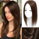Hair Toppers for Women Real Human Hair, Realistic Biological Scalp Toppers HairPieces for Women with Thinning Hair Middle Part Clip in Bangs Big Base 360 3D Cover (Medium Brown, 16 Inch)