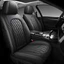 WELLDO Car Seat Covers Front Seats, Leather Seat Covers for Cars, Front Car Seat Protector Waterproof, Non-Slip Car Interior Covers Universal Automotive Seat Covers for Most Vehicle, Black