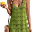 Womens Sexy Crochet Cover Up Swimwear Mesh Dress See Through Fishnet Beach Swimsuit Top, Size XL
