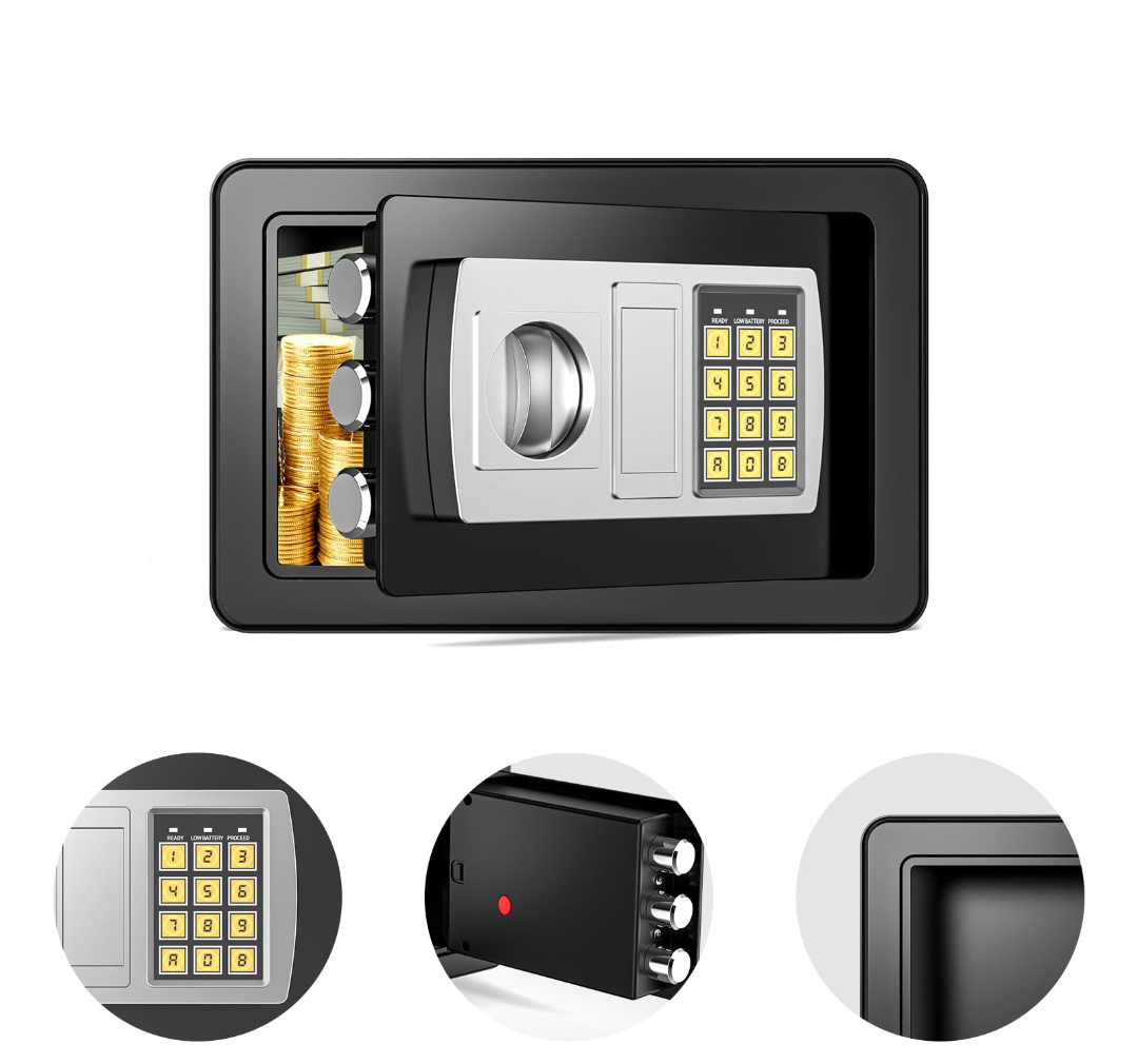 MLJ 0.45 Cu.ft Small Safe Box with Key, Mini Money Box, Hidden Digital Home Safe, Suitable for Home, Office or Company (No Coin Slot)