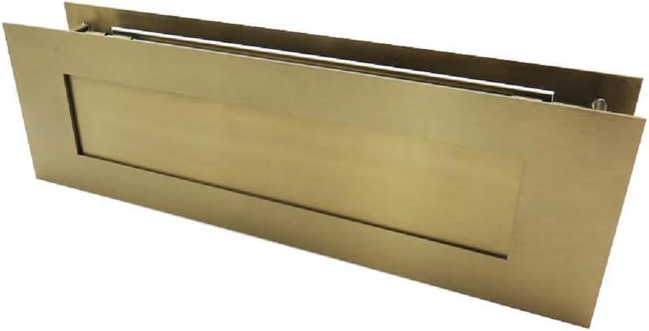 Gold Color Mail Slot Stainless Steel 13 x 4 inches for Almost Any Door (Slot Size 9,8 x 2 inches) | Set with Front and Rear Piece and Screws | Easy Installation and Long Lasting | Stainless Steel