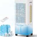 PNTCK Portable Air Conditioners, 3 IN 1 Evaporative Air Cooler with 2 Ice Packs,2.1Gal Tank,3 Speeds, 4 Modes, Remote & 12H Timer, Oscillating Swamp Coolers for Large Room, Home Office, Bedroom