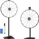 24 Inch Prize Wheel for Tabletop or Floor Stand Fortune Spin with Dry Erase Marker and Eraser for Engaging Home Parties, Trade Show, Carnival Events, White 