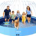 VISTOP 107" Foldable Dog Pool with Sprinkler, Extra Large Kiddie Pool for Kids & Pets, Non-Slip Hard Shell Collapsible Backyard Splash Pad for Outdoor Summer Water Play