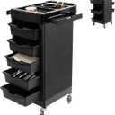 EBANKU Salon Beauty Rolling Trolley Cart Black Hair Salon Storage