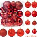 YESPERS 21PCS Red Christmas Ornaments Set - Shatterproof Christmas Tree Ornaments with Icicle for Holiday Party - Vintage Xmas Decorations in 4 Sizes