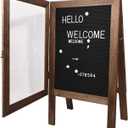 AIWFL 36x20 Inch Double Sided Display Felt Letter Board with Changeable Letters Numbers, Large Wooden Menu Board, Stand A-Frame Felt Letter Board with Acrylic Panels, for Outdoor Restaurant Shop
