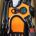 PHOEPET No Pull Dog Harness Medium Reflective Front Clip Vest with Handle,Adjustable 2 Metal Rings 3 Buckles,[Easy to Put on & Take Off](M, Orange)