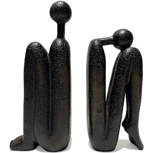 Thinker Decorative Bookends, Book Stopper Holder Nonskid, Book Ends for Shelves Living Room Office Home Decor, 1Pair/2Piece 9''